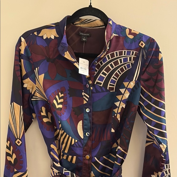 Ann Taylor Long Sleeve Dress in Purple and Gold - Picture 10 of 13